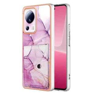 For Xiaomi 13 Lite 5G Marble Pattern IMD Card Slot Phone Case(Pink Purple Gold)