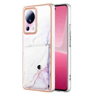 For Xiaomi 13 Lite 5G Marble Pattern IMD Card Slot Phone Case(White Purple)