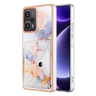 For Xiaomi Poco F5 5G / Redmi Note 12 Turbo Marble Pattern IMD Card Slot Phone Case(Galaxy Marble White)