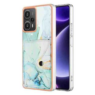 For Xiaomi Poco F5 5G / Redmi Note 12 Turbo Marble Pattern IMD Card Slot Phone Case(Green)