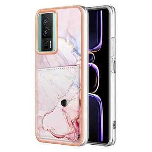 For Xiaomi Poco F5 Pro 5G / Redmi K60 Marble Pattern IMD Card Slot Phone Case(Rose Gold)