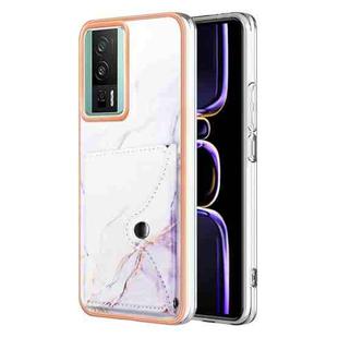 For Xiaomi Poco F5 Pro 5G / Redmi K60 Marble Pattern IMD Card Slot Phone Case(White Purple)