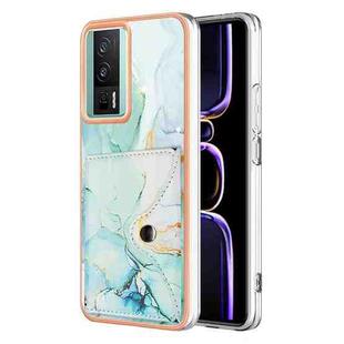 For Xiaomi Poco F5 Pro 5G / Redmi K60 Marble Pattern IMD Card Slot Phone Case(Green)