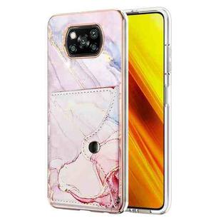 For Xiaomi Poco X3 NFC Marble Pattern IMD Card Slot Phone Case(Rose Gold)