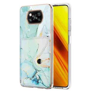 For Xiaomi Poco X3 NFC Marble Pattern IMD Card Slot Phone Case(Green)