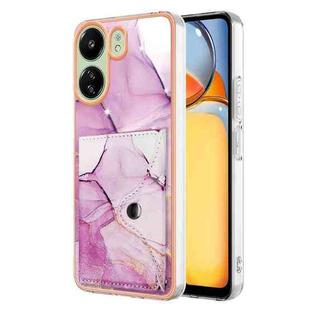 For Xiaomi Redmi 13C 4G Marble Pattern IMD Card Slot Phone Case(Pink Purple Gold)