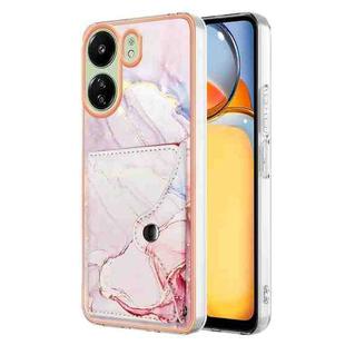 For Xiaomi Redmi 13C 4G Marble Pattern IMD Card Slot Phone Case(Rose Gold)