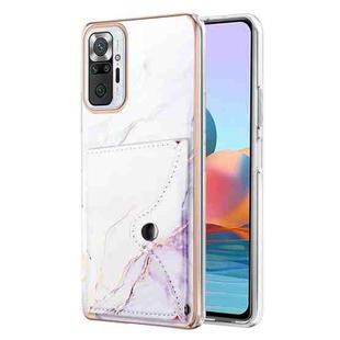 For Xiaomi Redmi Note 10 Pro Marble Pattern IMD Card Slot Phone Case(White Purple)