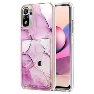 For Xiaomi Redmi Note 10s Marble Pattern IMD Card Slot Phone Case(Pink Purple Gold)