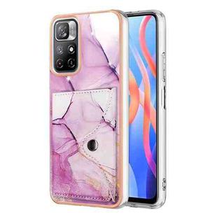 For Xiaomi Redmi Note 11 5G Marble Pattern IMD Card Slot Phone Case(Pink Purple Gold)