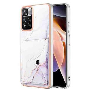 For Xiaomi Redmi Note 11 Pro / 11 Pro+ Marble Pattern IMD Card Slot Phone Case(White Purple)