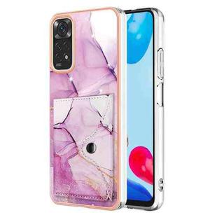 For Xiaomi Redmi Note 11s / Note 11 4G Global Marble Pattern IMD Card Slot Phone Case(Pink Purple Gold)