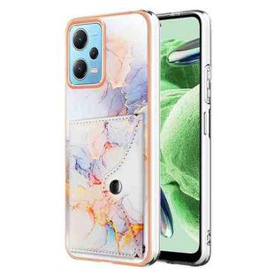 For Xiaomi Redmi Note 12 5G Global Marble Pattern IMD Card Slot Phone Case(Galaxy Marble White)