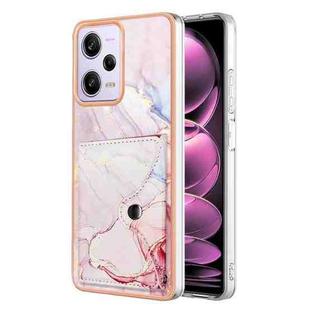 For Xiaomi Redmi Note 12 Pro 5G Global Marble Pattern IMD Card Slot Phone Case(Rose Gold)