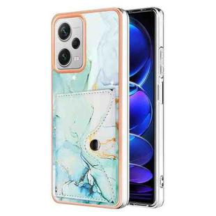 For Xiaomi Redmi Note 12 Pro+ Marble Pattern IMD Card Slot Phone Case(Green)