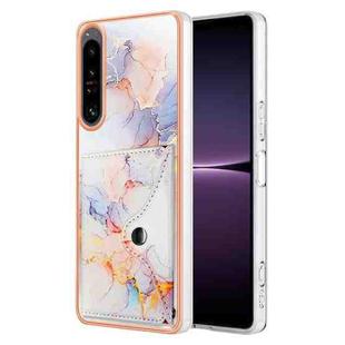 For Sony Xperia 1 IV Marble Pattern IMD Card Slot Phone Case(Galaxy Marble White)