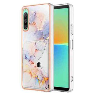 For Sony Xperia 10 IV Marble Pattern IMD Card Slot Phone Case(Galaxy Marble White)