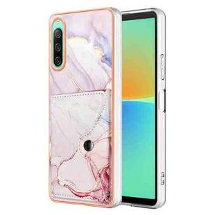 For Sony Xperia 10 IV Marble Pattern IMD Card Slot Phone Case(Rose Gold)