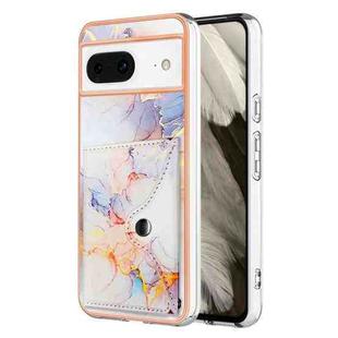 For Google Pixel 8 Marble Pattern IMD Card Slot Phone Case(Galaxy Marble White)