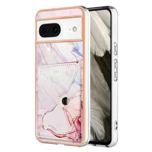 For Google Pixel 8 Marble Pattern IMD Card Slot Phone Case(Rose Gold)