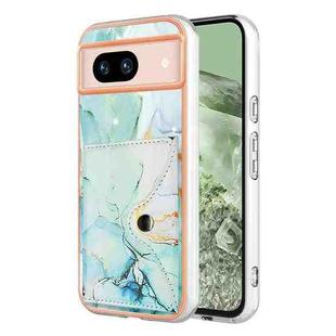 For Google Pixel 8a Marble Pattern IMD Card Slot Phone Case(Green)