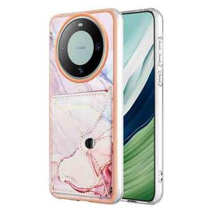 For Huawei Mate 60 Marble Pattern IMD Card Slot Phone Case(Rose Gold)