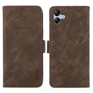 For Samsung Galaxy A05 4G ABEEL Frosted Magnetic RFID Leather Phone Case(Brown)