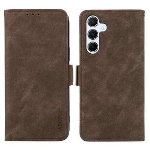 For Samsung Galaxy A05s 4G ABEEL Frosted Magnetic RFID Leather Phone Case(Brown)