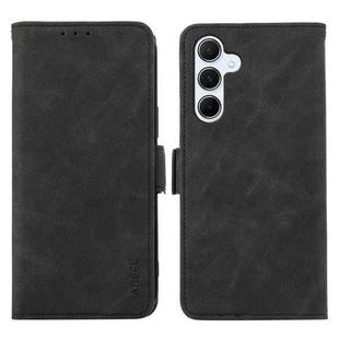 For Samsung Galaxy A24 4G ABEEL Frosted Magnetic RFID Leather Phone Case(Black)