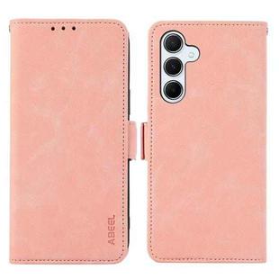For Samsung Galaxy A35 5G ABEEL Frosted Magnetic RFID Leather Phone Case(Pink)