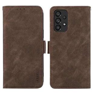 For Samsung Galaxy A53 5G ABEEL Frosted Magnetic RFID Leather Phone Case(Brown)