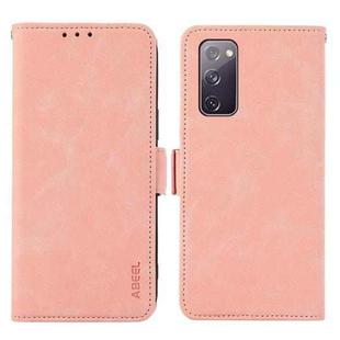 For Samsung Galaxy S20 FE ABEEL Frosted Magnetic RFID Leather Phone Case(Pink)