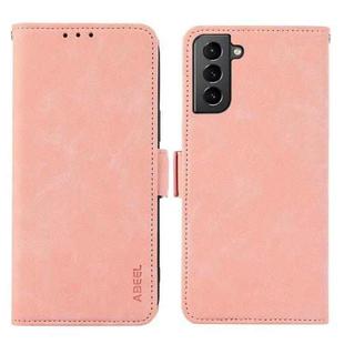 For Samsung Galaxy S21+ 5G ABEEL Frosted Magnetic RFID Leather Phone Case(Pink)