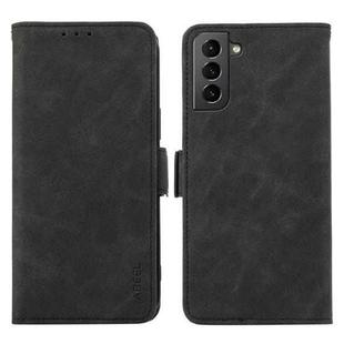 For Samsung Galaxy S21+ 5G ABEEL Frosted Magnetic RFID Leather Phone Case(Black)