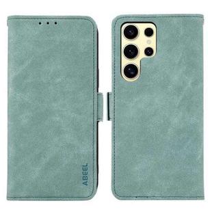 For Samsung Galaxy S21 Ultra 5G ABEEL Frosted Magnetic RFID Leather Phone Case(Cyan)