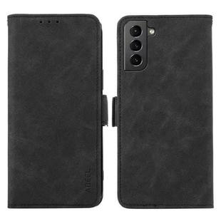 For Samsung Galaxy S21 5G ABEEL Frosted Magnetic RFID Leather Phone Case(Black)