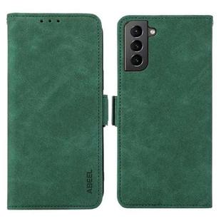 For Samsung Galaxy S21 5G ABEEL Frosted Magnetic RFID Leather Phone Case(Green)