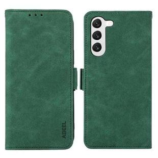 For Samsung Galaxy S22+ 5G ABEEL Frosted Magnetic RFID Leather Phone Case(Green)