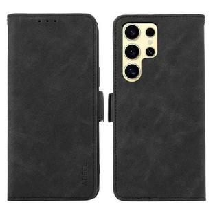 For Samsung Galaxy S22 Ultra 5G ABEEL Frosted Magnetic RFID Leather Phone Case(Black)