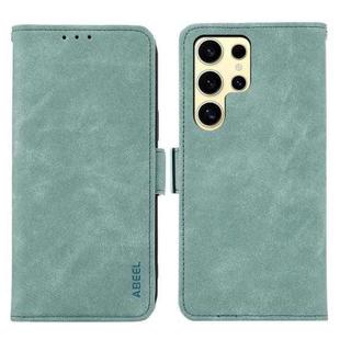 For Samsung Galaxy S22 Ultra 5G ABEEL Frosted Magnetic RFID Leather Phone Case(Cyan)