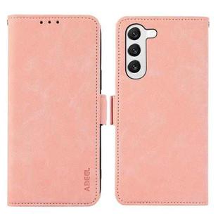 For Samsung Galaxy S22 5G ABEEL Frosted Magnetic RFID Leather Phone Case(Pink)