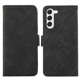 For Samsung Galaxy S22 5G ABEEL Frosted Magnetic RFID Leather Phone Case(Black)