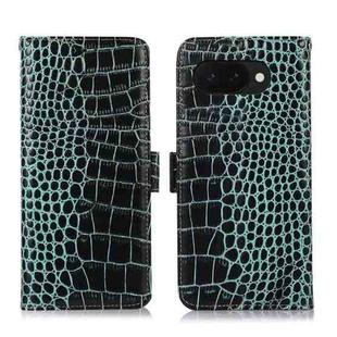 For Google Pixel 9a Crocodile Top Layer Cowhide Leather Phone Case(Green)