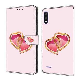 For LG K22/K22 + Crystal Painted Leather Phone case(Love Peach)
