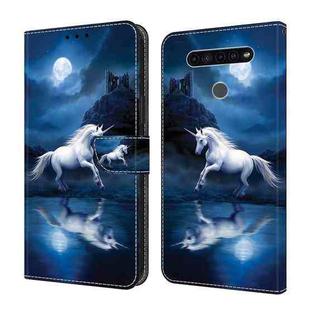 For LG K51 Crystal Painted Leather Phone case(White Horse)