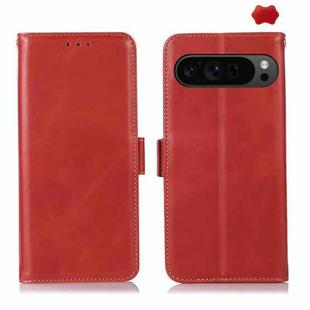 For Google Pixel 9 Pro Crazy Horse Top Layer Cowhide Leather Phone Case(Red)