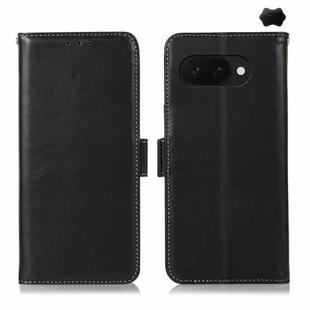 For Google Pixel 9a Crazy Horse Top Layer Cowhide Leather Phone Case(Black)