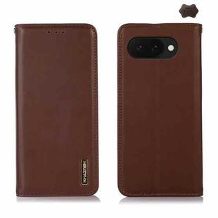 For Google Pixel 9a KHAZNEH Nappa Top Layer Cowhide Leather Phone Case(Brown)