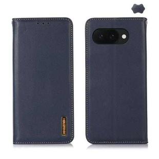 For Google Pixel 9a KHAZNEH Nappa Top Layer Cowhide Leather Phone Case(Blue)