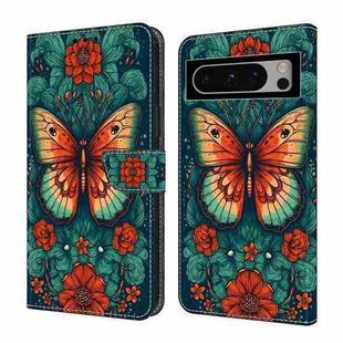 For Google Pixel 7 Pro 5G Crystal Painted Leather Phone case(Flower Butterfly)